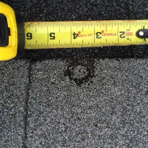Hail damage to roof in South Charlotte sustained during recent storms