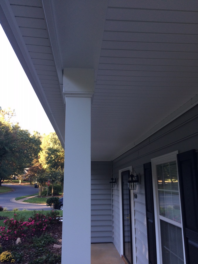 Post and finish details of porch upgrade.