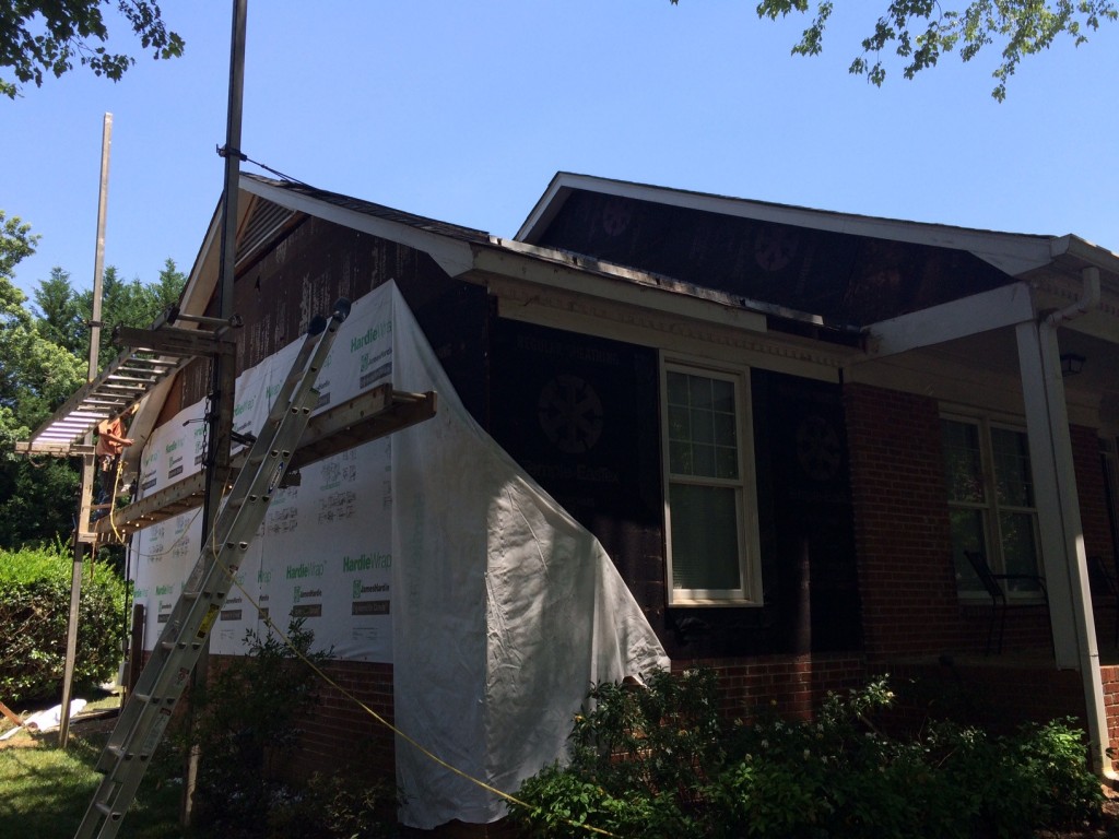 In progress Hardie® Plank siding replacement in Huntersville NC