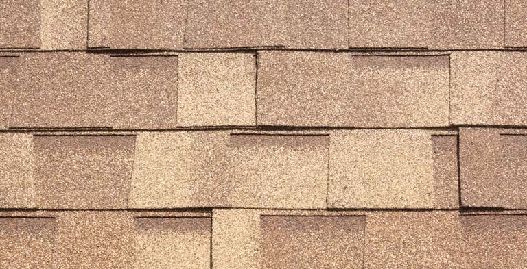 Close-up of brown architectural asphalt shingles