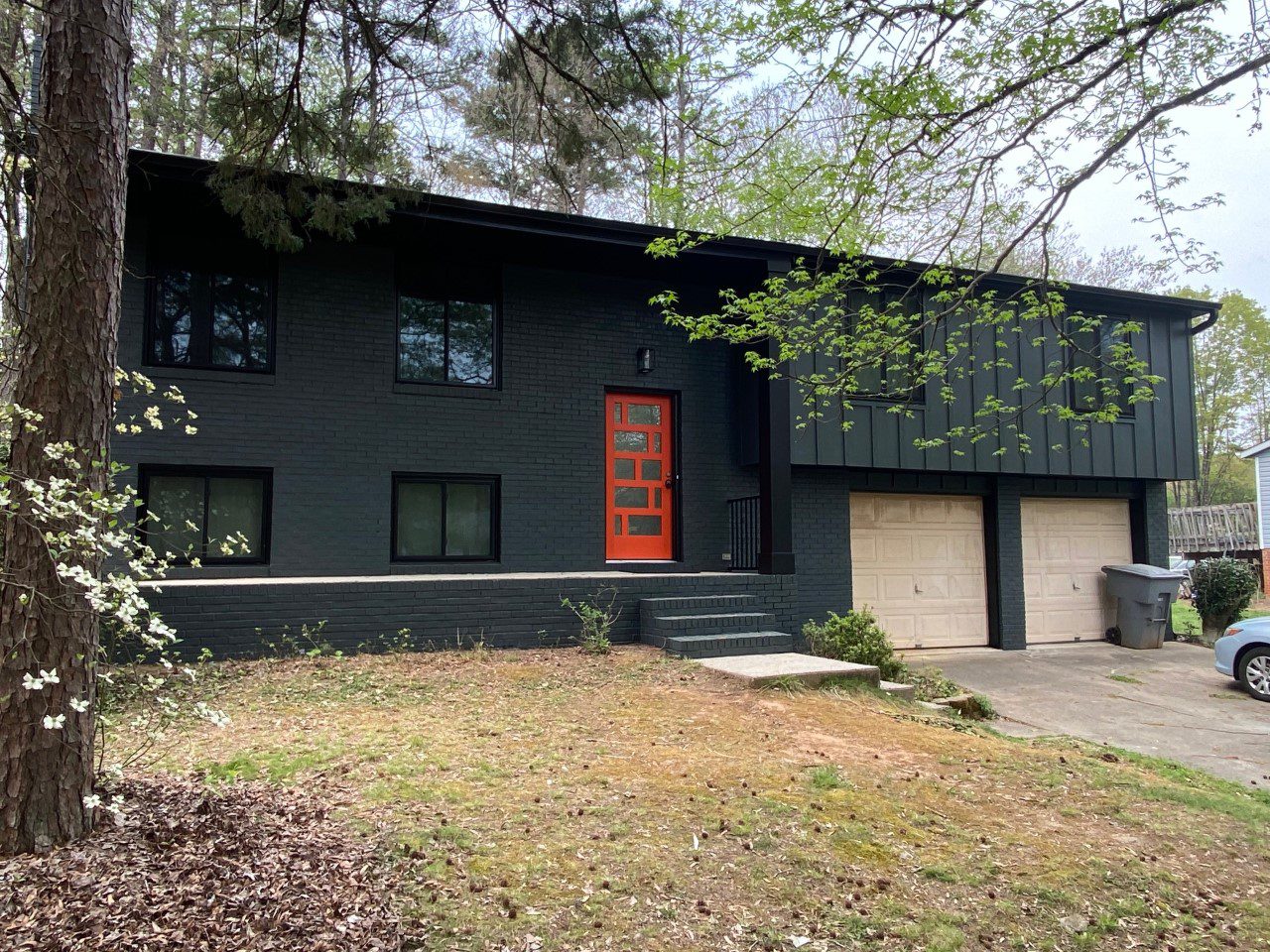south charlotte exterior makeover with mid century modern aesthetic