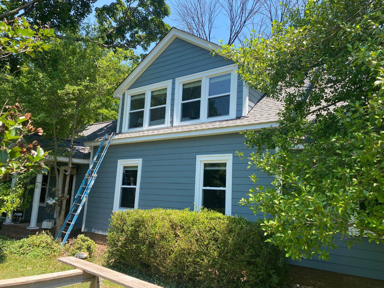 side view new Hardie® Plank and window installation charlotte nc