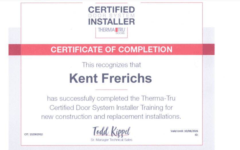 ThermaTru Certified Door System Installer jpg